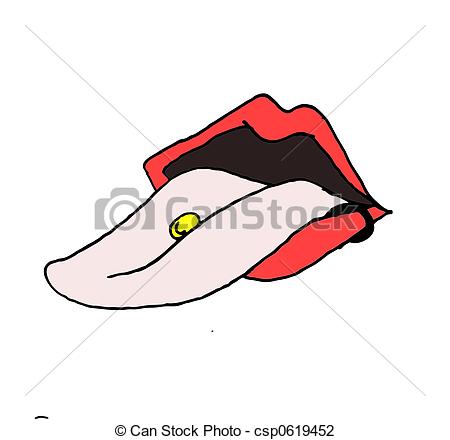 450x440 Pierced Tongue. Illustrated Piercing Clip Art