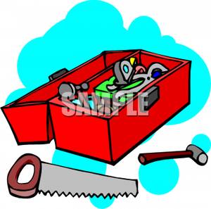 300x297 A Toolbox With A Hammer And Saw Clipart Image