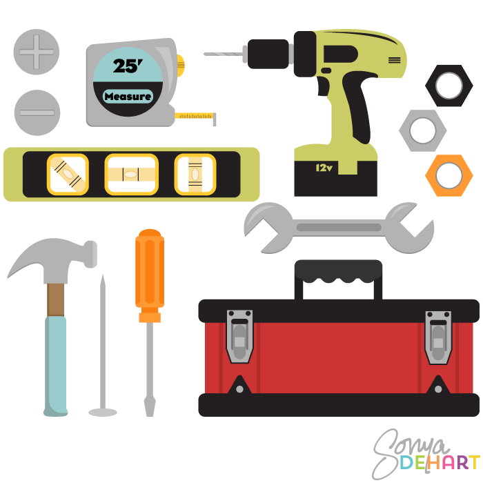 700x700 Vector Colorful Tools And Toolbox Clip Art Set Clip Art
