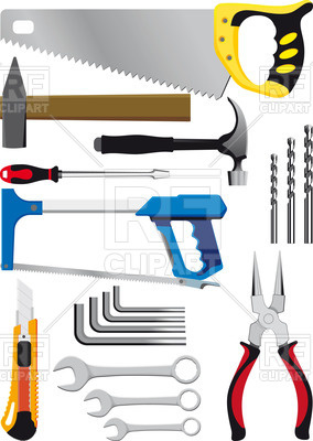 284x400 Set Of Hand Tools Isolated On White Royalty Free Vector Clip Art