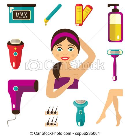 450x470 Vector Flat Hair Removal Tools Set. Vector Flat Hair Removal