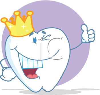 350x334 Picture Of Smiling Happy Cartoon Tooth Wearing Crown In