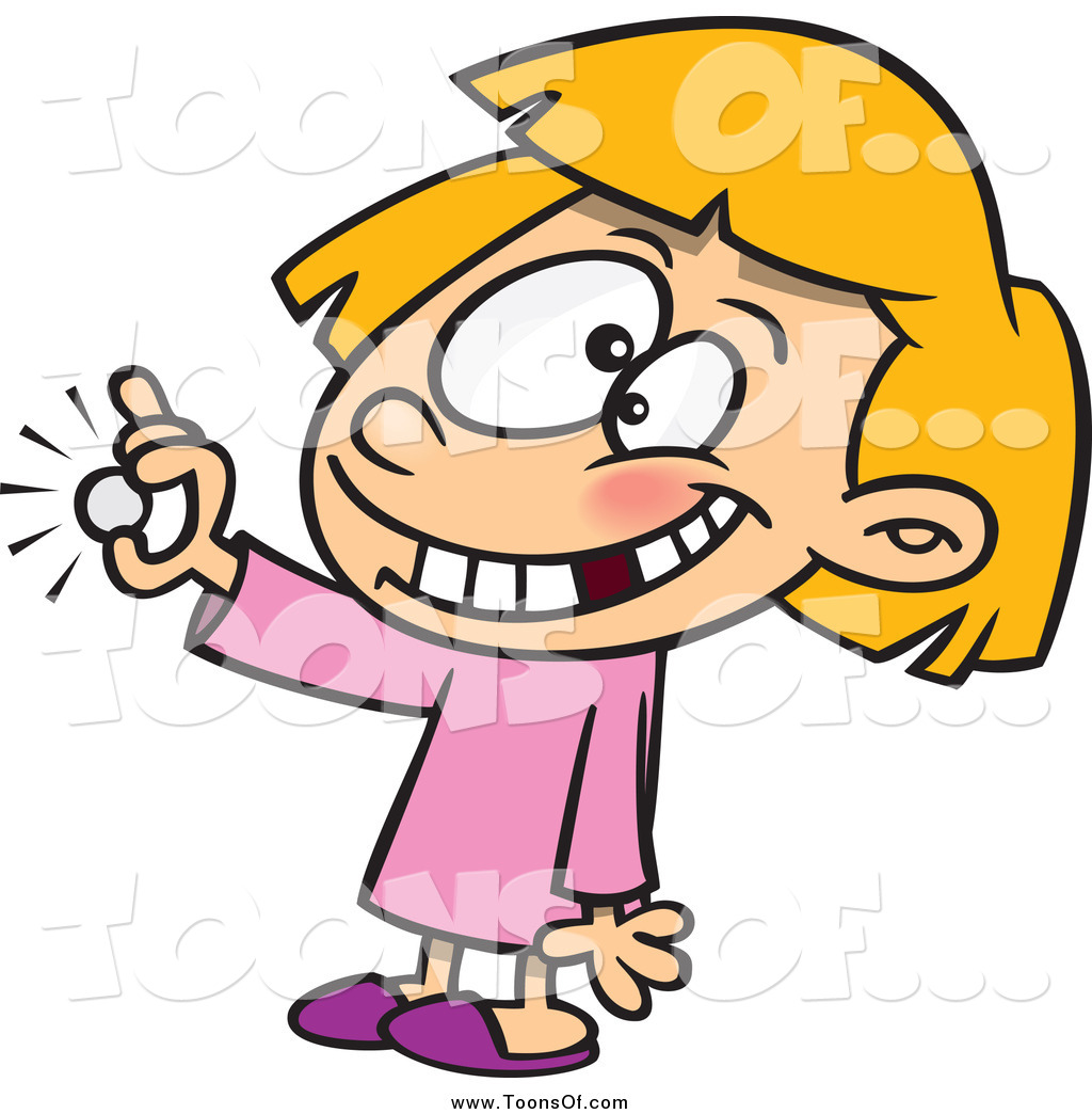 1024x1044 Clipart Of A Blond White Girl With A Missing Tooth Holding A Coin