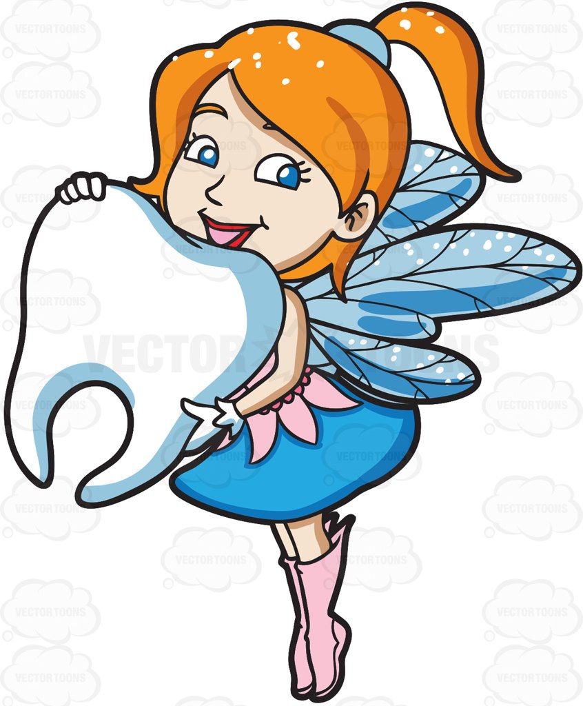 846x1024 A Charming Fairy Holding A Big Tooth Tooth Cartoon