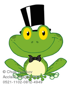 252x300 Clipart Image Of A Smiling Green Frog With A Black Bow Tie And Top Hat