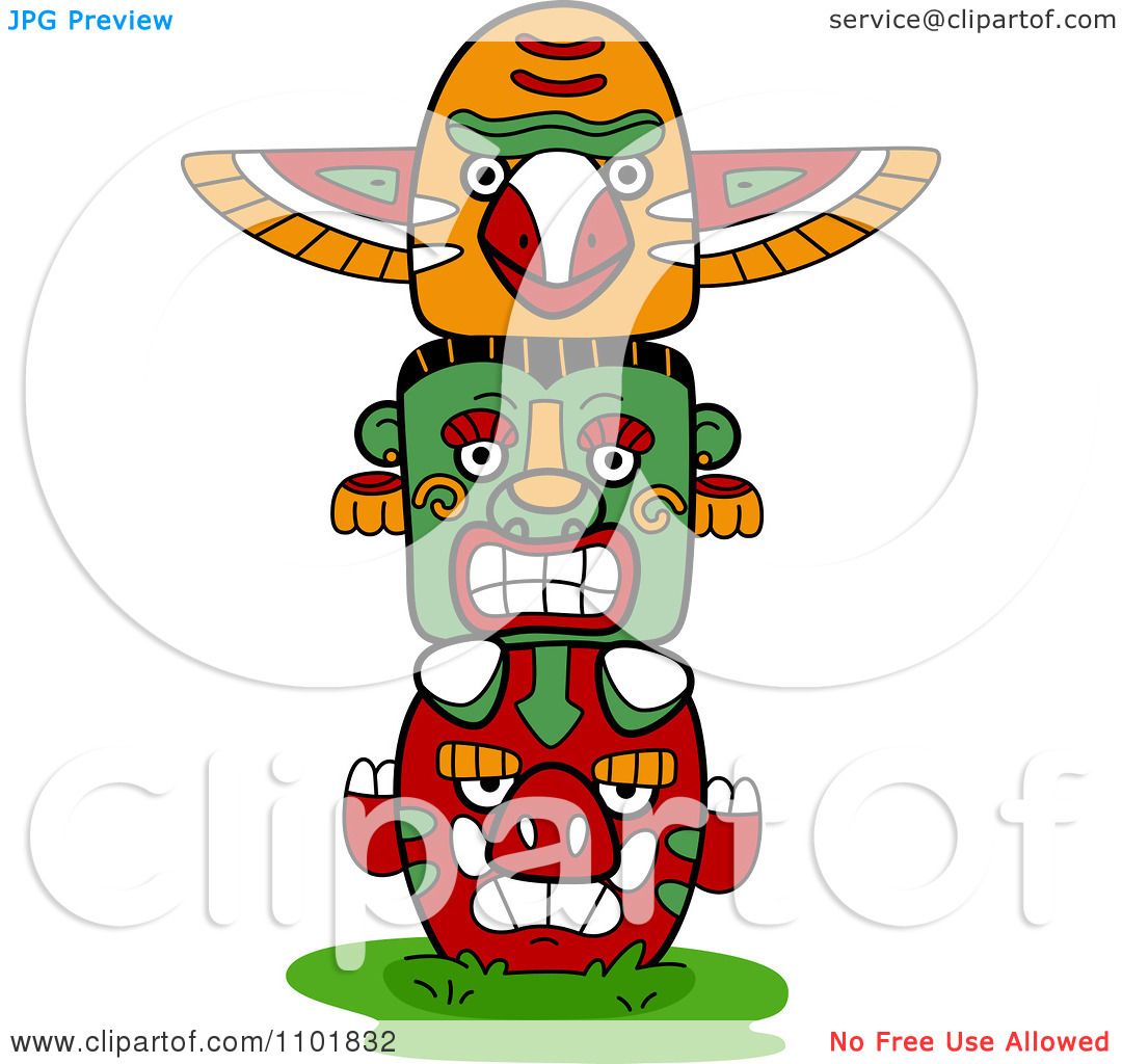 1080x1024 Clipart Native American Totem With Three Faces