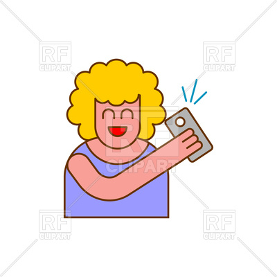 400x400 Selfie Icon. Woman Takes Picture Of Herself On Phone Royalty Free