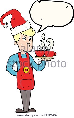 296x470 Freehand Drawn Cartoon Barista Serving Coffee