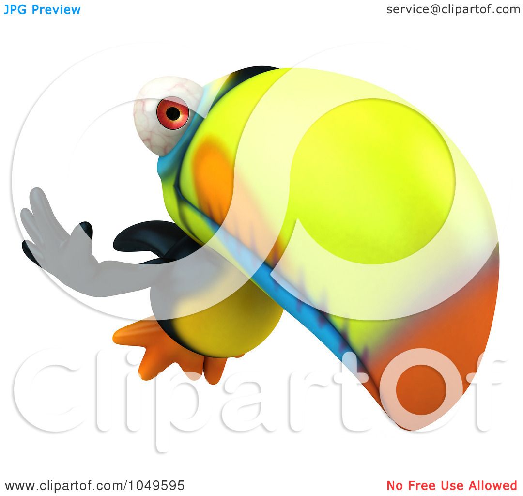 1080x1024 Royalty Free (Rf) Clip Art Illustration Of A 3d Toucan Bird Waving