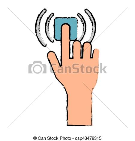 450x470 Drawing Hand Touch Button Wifi Graphic Vector Illustration