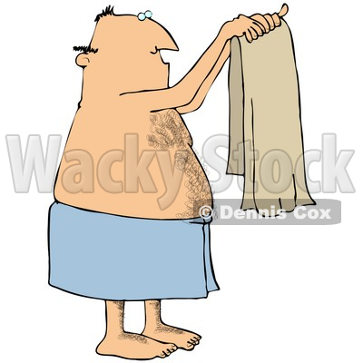 400x400 Clipart Illustration Of A Man With A Hairy Chest And Balding Head