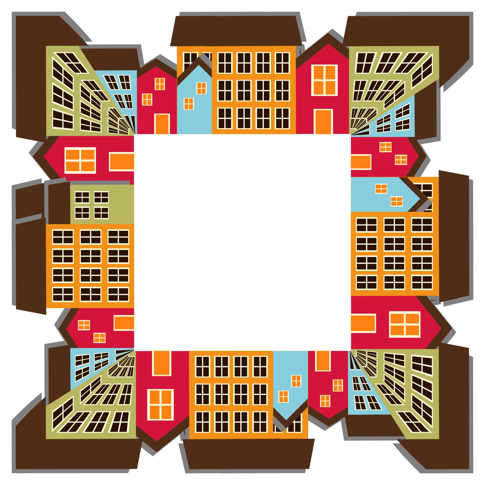 1681x1681 Small Town Cityscape Quadrilateral 2 Clipart