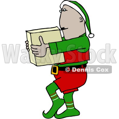 400x400 Elf Carrying A Christmas Toy In A Box Clipart Picture Djart