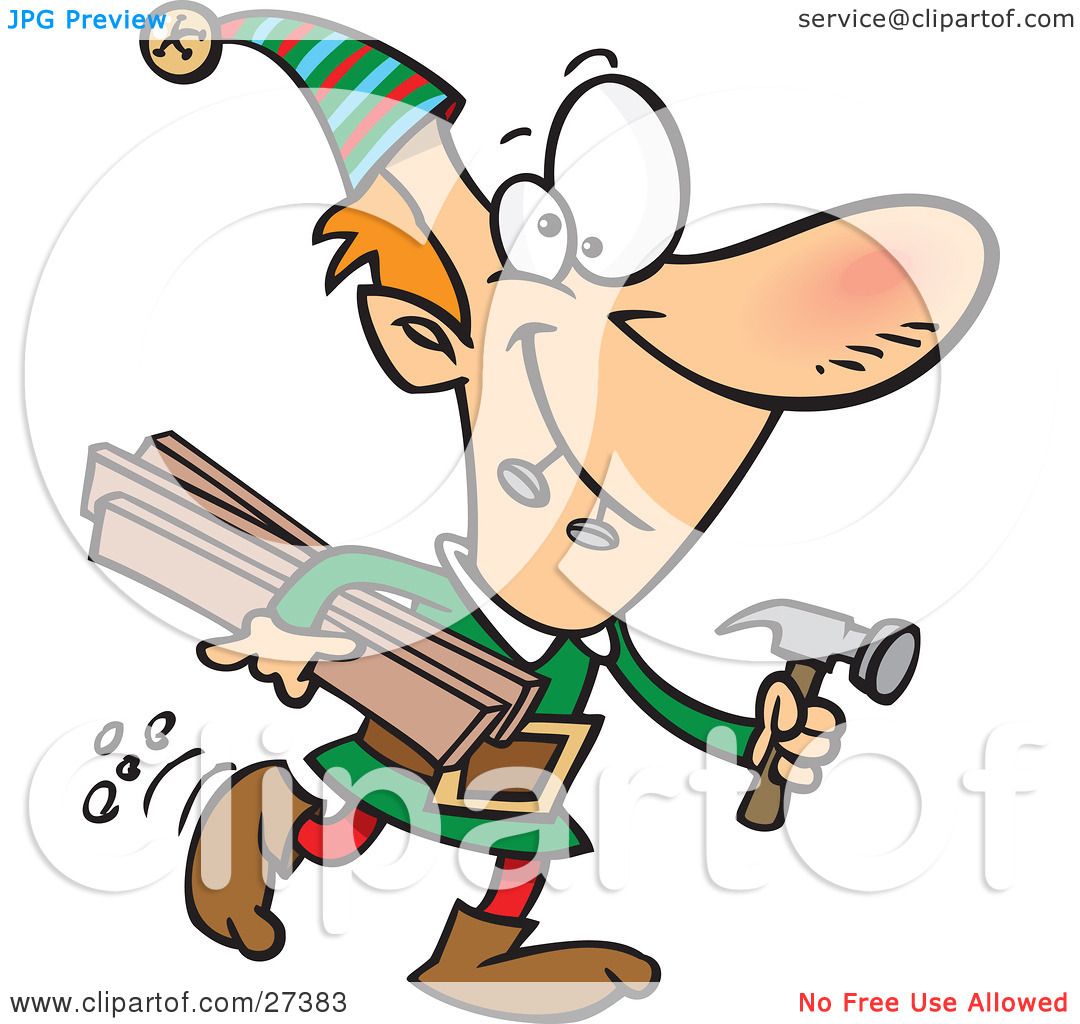 1080x1024 Clipart Illustration Of Santa's Male Elves Biting Two Nails In His