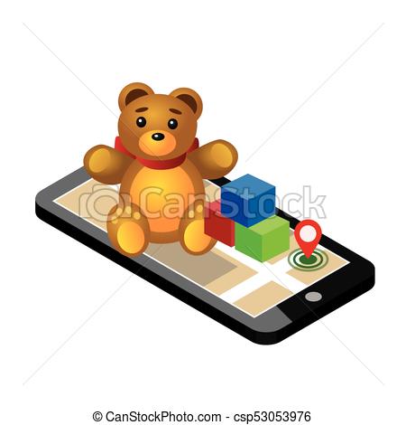 450x470 Isometric Online E Commerce Toy Shop. Searching For Gift
