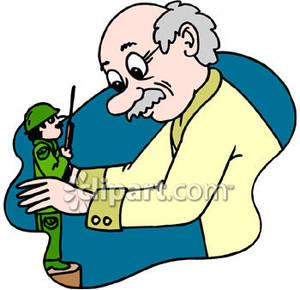 300x290 Old Man Holding A Toy Soldier