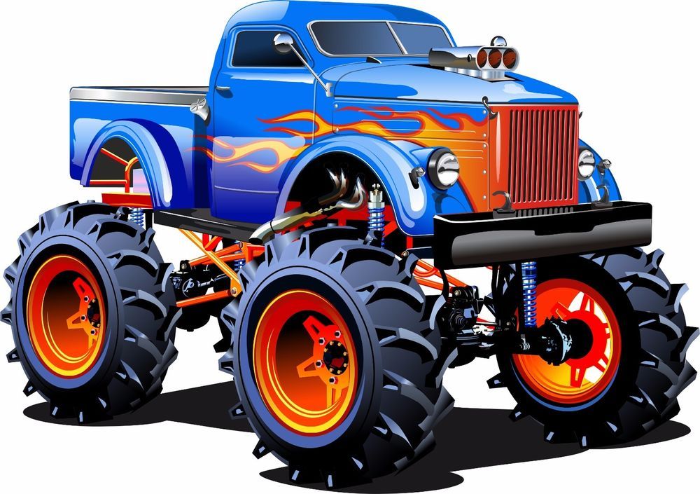 1000x705 Stickers Autocollant Voiture 4x4x Truc Cars Cartoon Poster A4