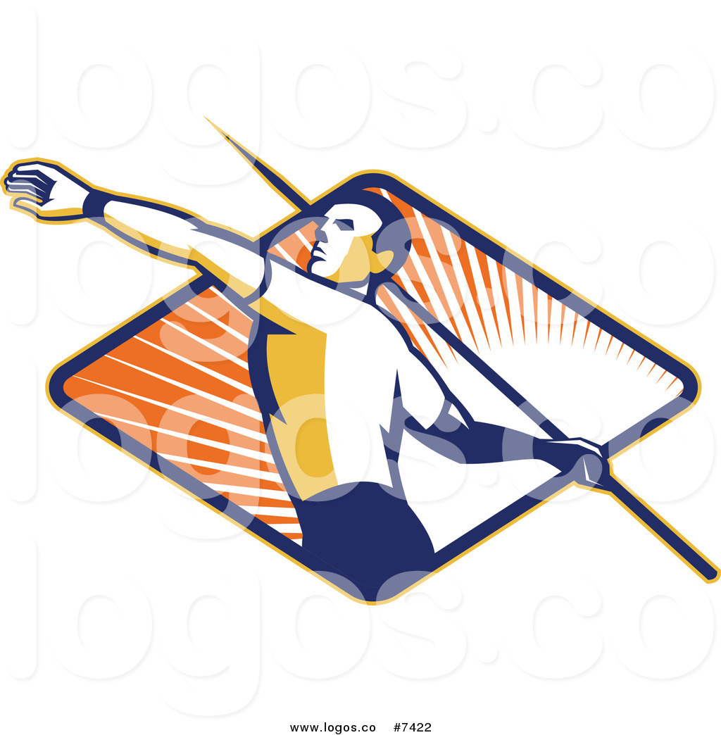 1024x1044 Royalty Free Clip Art Vector Logo Of A Javelin Thrower Over A Ray