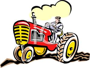 300x227 Farmer Driving A Tractor On The Farm Clipart Picture