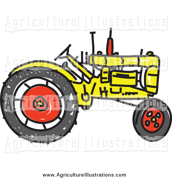 600x620 Yellow Tractor Clipart. A Fresh Farm Produce Sign Stock Photo