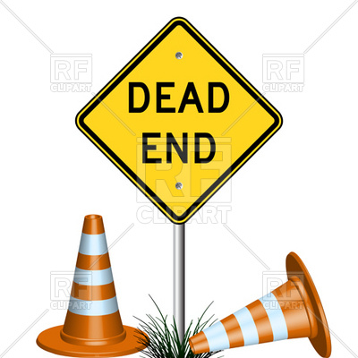 400x400 Dead End Sign With Traffic Cones And Grass Royalty Free Vector