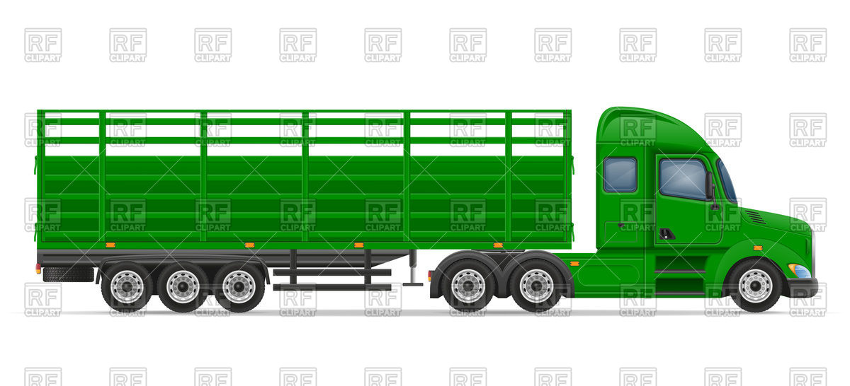 1200x546 Green Truck Semi Trailer Royalty Free Vector Clip Art Image