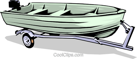 480x208 Motorboat On Trailer Royalty Free Vector Clip Art Illustration