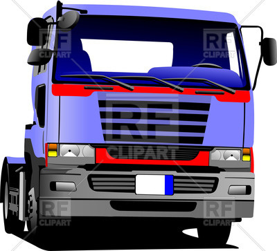 400x363 Blue European Truck Without Trailer Royalty Free Vector Clip Art