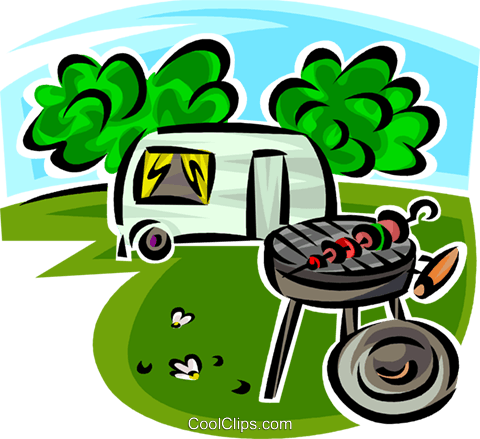 480x439 Barbecue And Camping Trailer Royalty Free Vector Clip Art