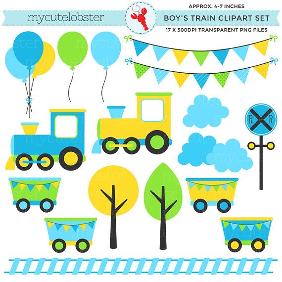 570x570 Boy's Train Clipart Set