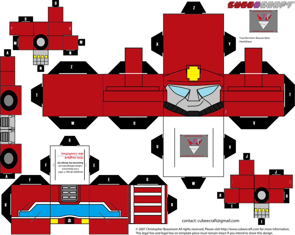 1024x815 Rescue Bots Heatwave Cubee Template By