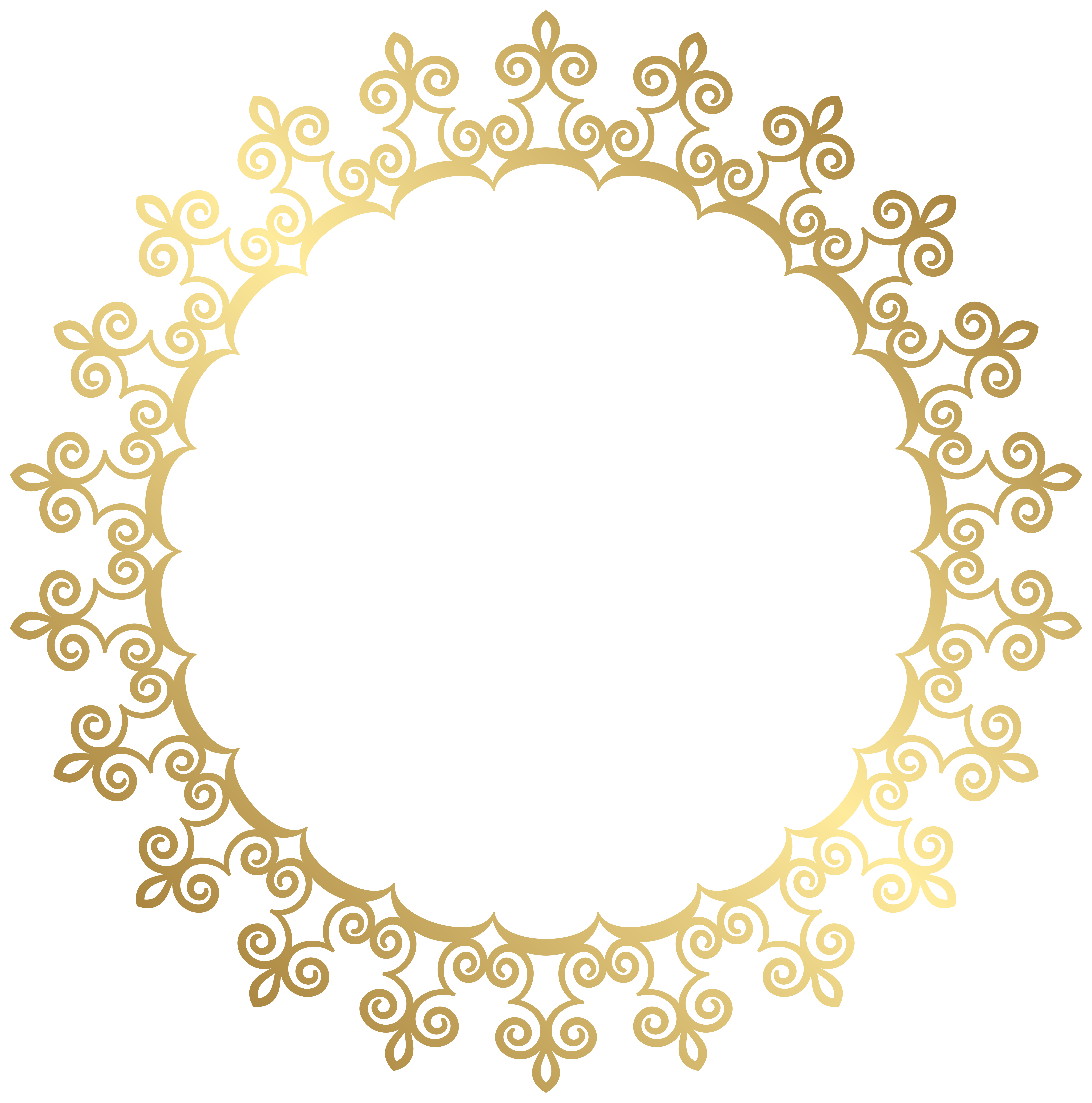 7919x8000 Round Gold Border Frame Transparent Clip Art Image