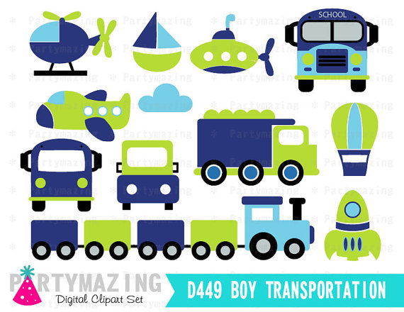570x440 Transportation Clipart For Boys Blue And Green Digital Clip Art