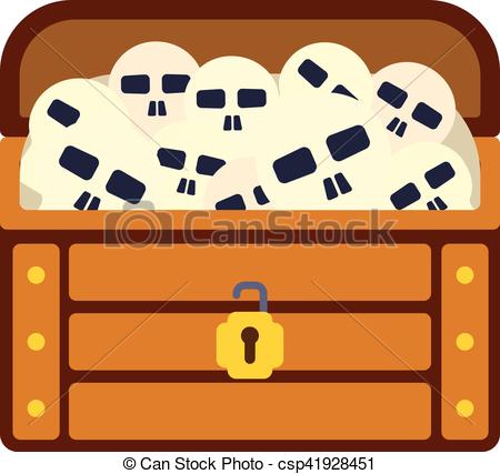 450x427 Treasure Chest Vector Illustration. Vintage Wooden Treasure
