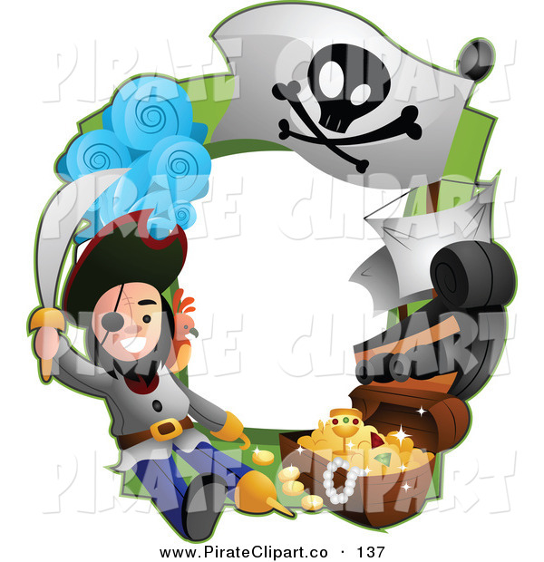 600x620 Vector Clip Art Of A Pirate Treasure Frame On White By Bnp Design