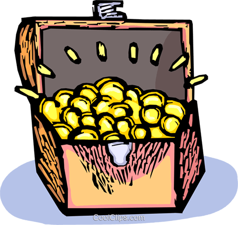 480x454 Treasure Chest Full Of Gold Pieces Royalty Free Vector Clip Art