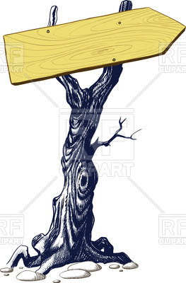 263x400 Signboard Nailed To The Tree Trunk Royalty Free Vector Clip Art