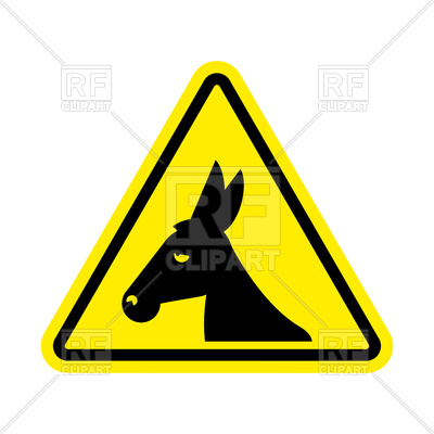 400x400 Attention Donkey Yellow Triangle Sign Royalty Free Vector Clip Art