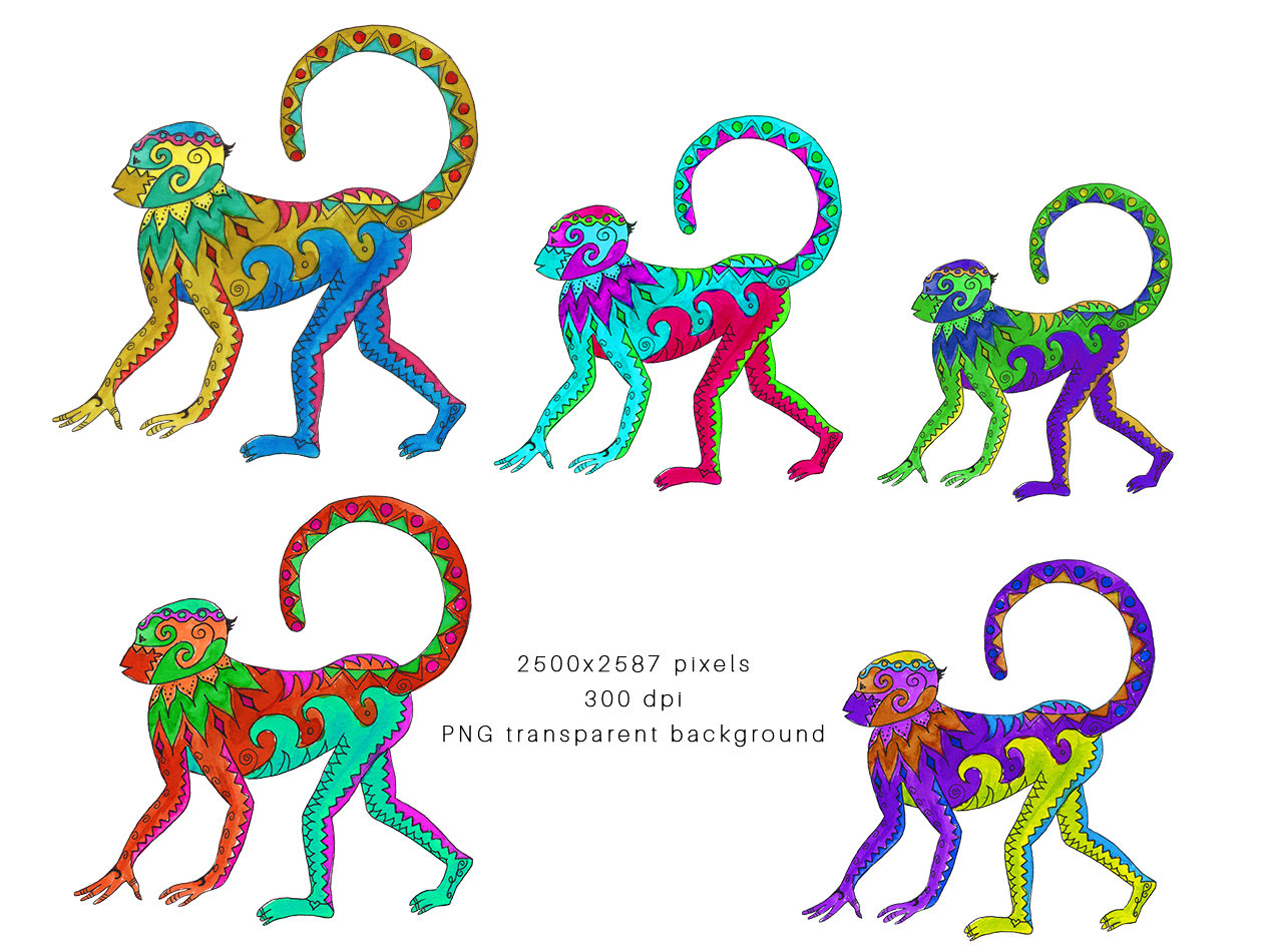 1260x950 El Mono Loco Clip Art, Monkey Clip Art, Watercolor Clipart