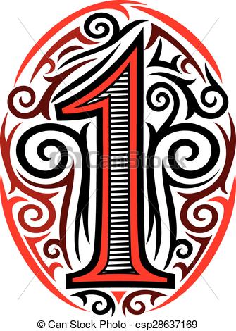 335x470 Number One Tattoo Tribal Design Clip Art Vector