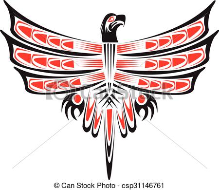 450x390 Tribal Eagle. Clip Art Vector
