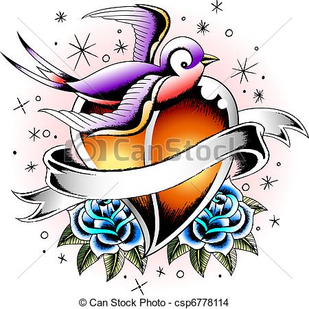 450x450 Bird And Heart Tribal Art Drawing