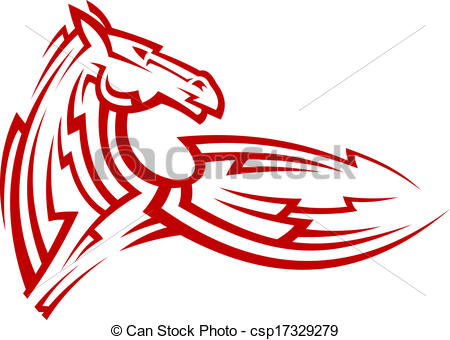 450x340 Red Tribal Mustang Horse Tattoo. Red Tribal Mustang Horse