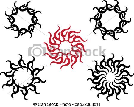 450x359 Tattoo Sun, Flame Tribal Design Vector Art Vector Clip Art