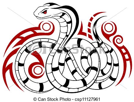 450x342 Vector Snake, Tribal Tattoo. Vector Snake, Cobra In The Form