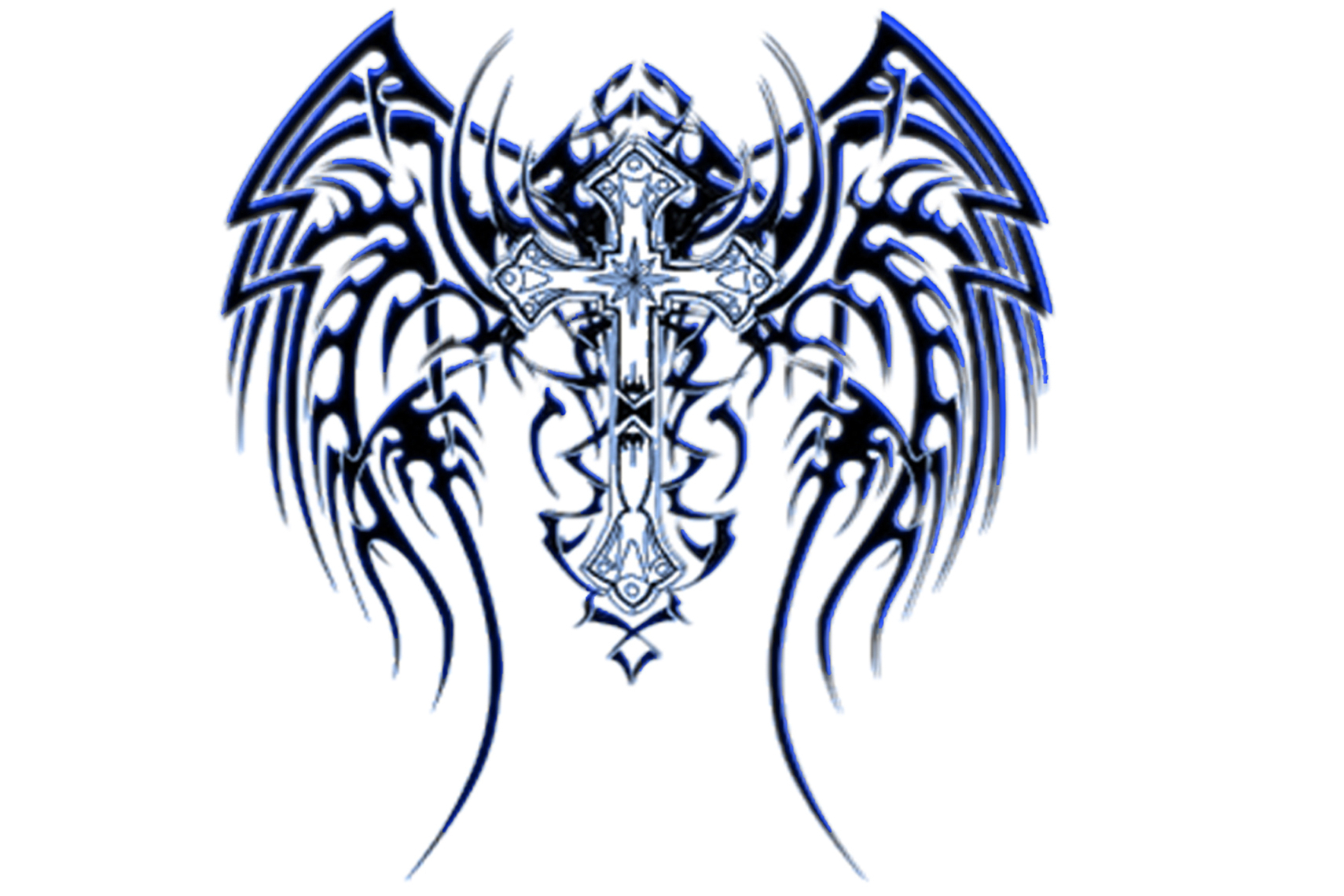 1710x1140 Cross With Tribal Wings Pictures Of Tribal Crosses Clipart