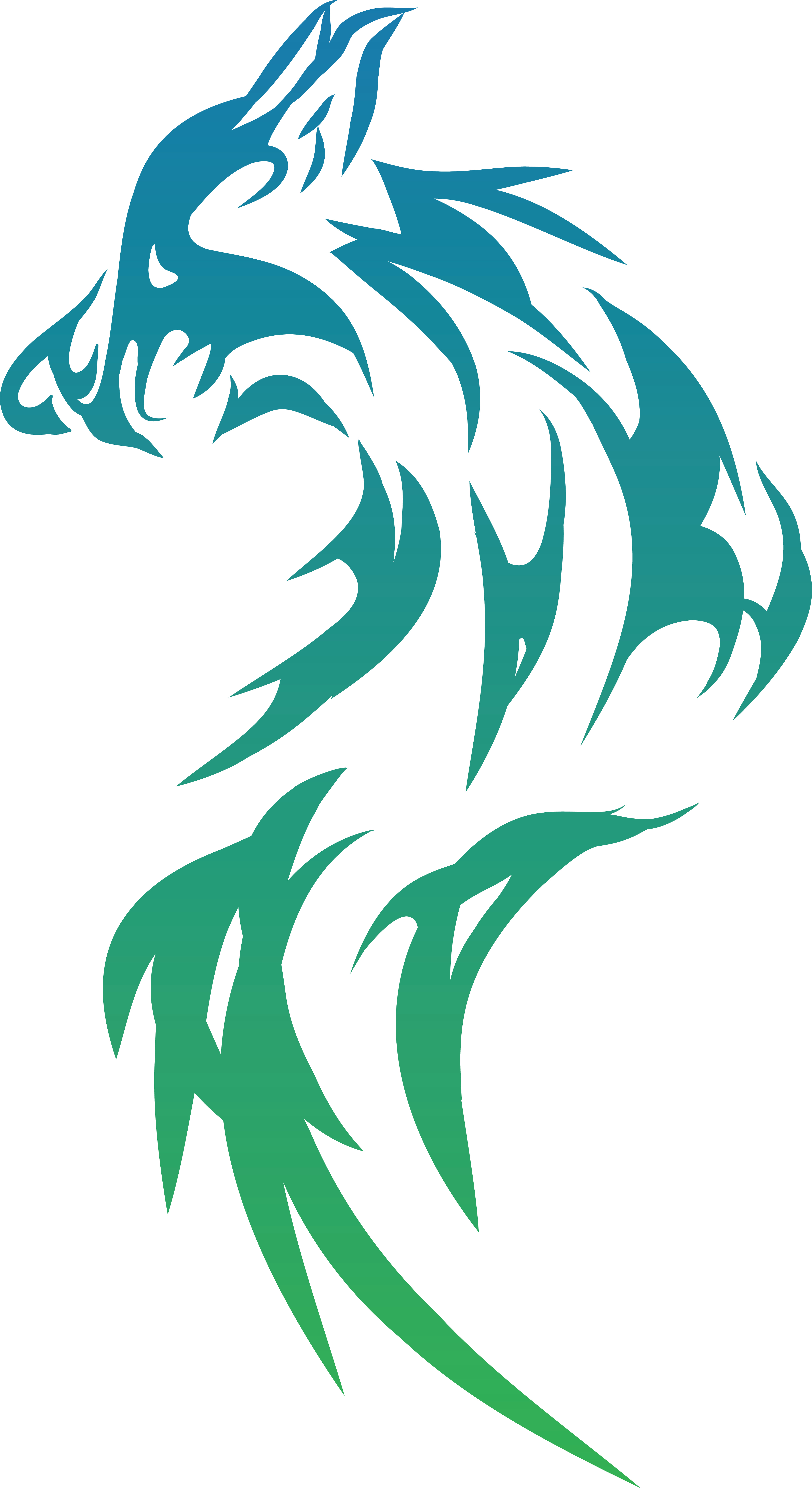 4000x7325 Free Clipart Of A Gradient Tribal Wolf