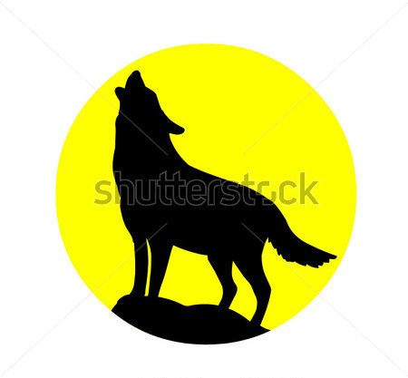 450x417 Tribal Wolf Moon Clipart
