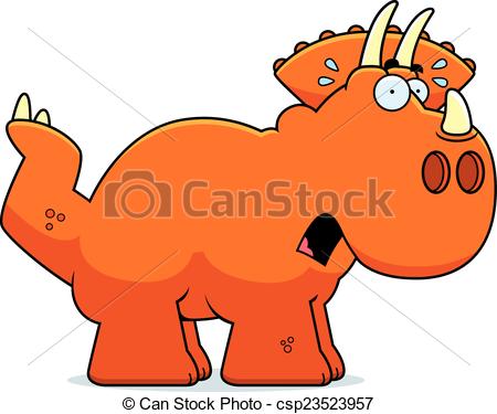 450x375 Scared Cartoon Triceratops. A Cartoon Illustration Of A Clipart