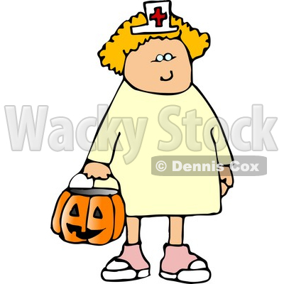 400x400 Girl Wearing Halloween Nurse Costume While Trick Or Treating